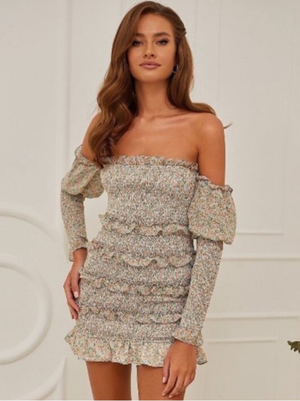 Alamour The Label Jules Dress Size Large Floral Off Shoulder Coquette Fairycore